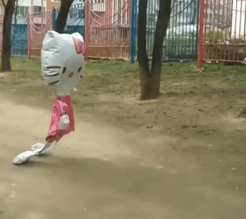 Hello Kitty Balloon Slowly Floating On Air GIF