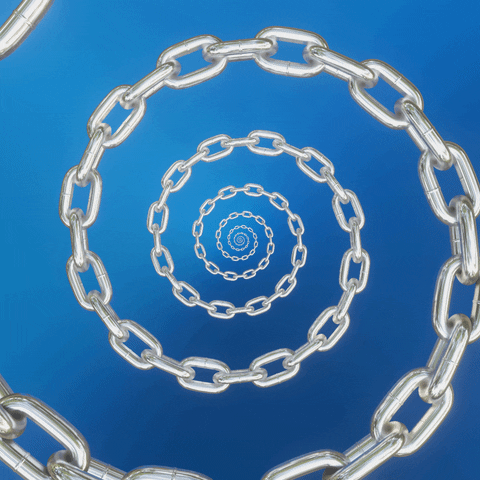 Floating Chain Spiral Loop GIF