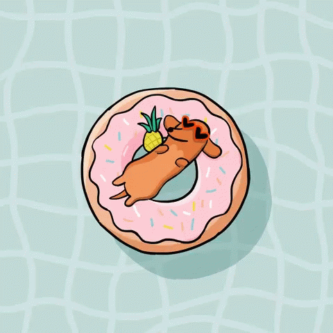 Floating Donut Dogpool GIF