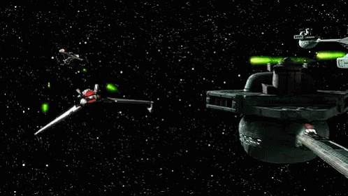 Floating Spaceship Star Trek Battle GIF