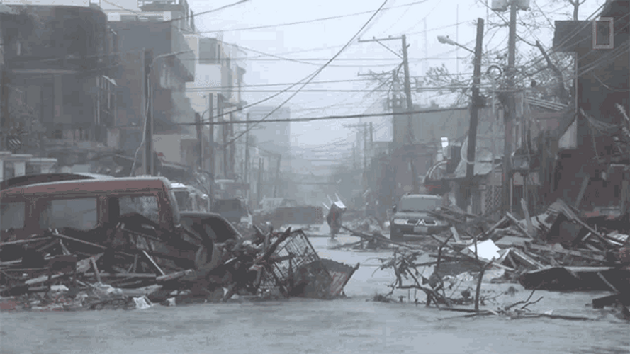 Flood After Storm Destroyed City Down Powerlines GIF