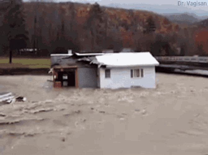 Flood House Wreck Washed Away Bumping Bridge GIF