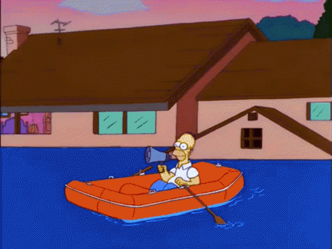 Flood Rescue Boat Megaphone Homer Simpson GIF