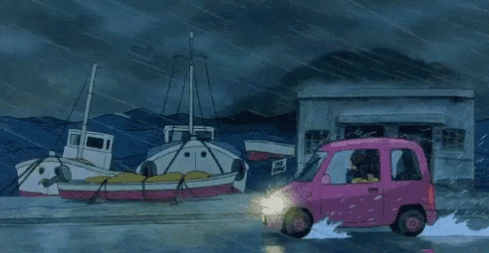 Flood Storm Tsunami Waves Washed Away Anime GIF