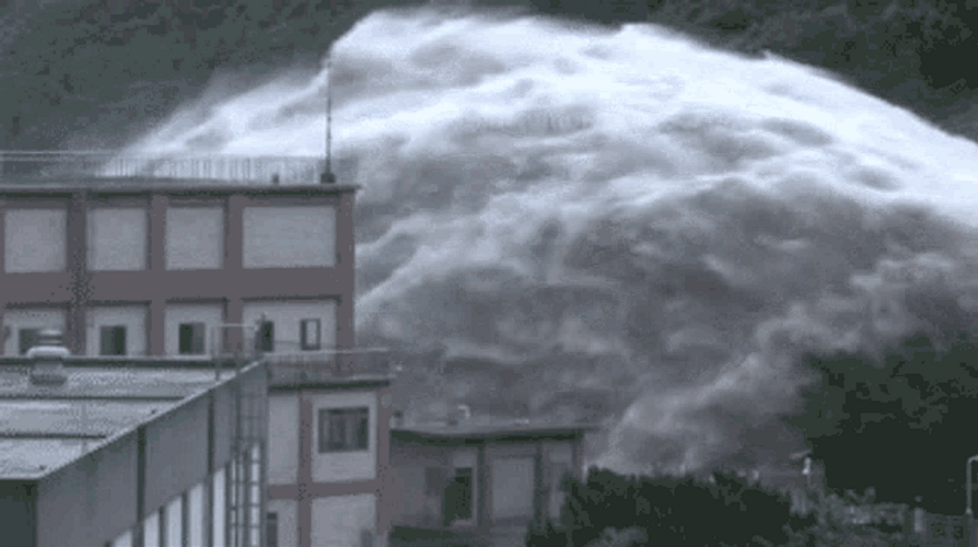 Flood Water Dam City Tsunami GIF