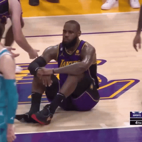 Floor Sitting Lebron Missing Dunk GIF