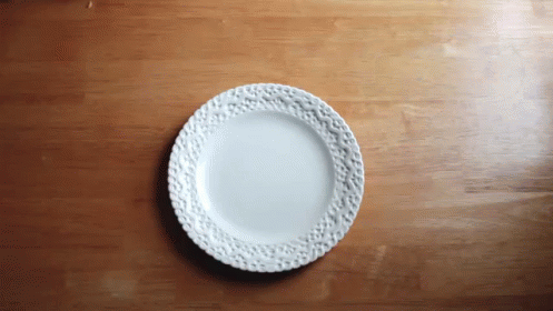 Floral White Plate on Wooden Table