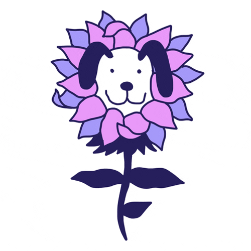 Flower Dog Funny Cartoon GIF