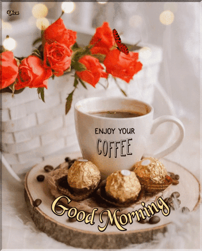 Flower With Butterfly Coffee Good Morning GIF