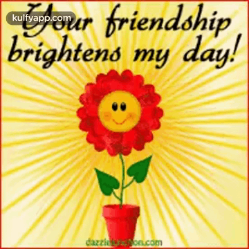 Flower With Smiley Face And Friendship Quote GIF