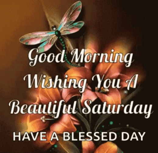 Flowers And Dragonfly Saturday Blessings GIF | GIFDB.com