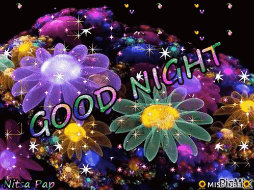 Flowers with Good Night Text
