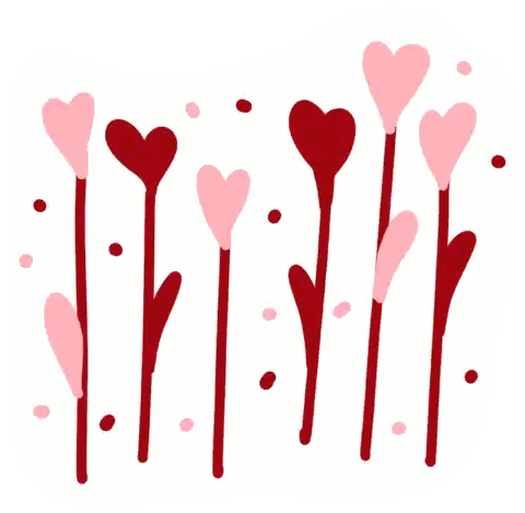 Flowers With Hearts And Polka Dots