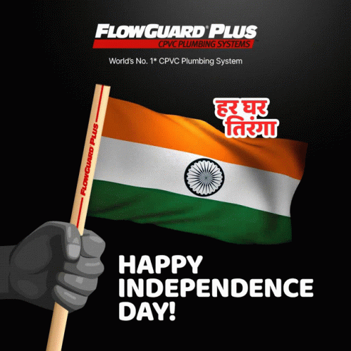 Flowguard Plus Plumbing Ad Hand Holding Flag GIF
