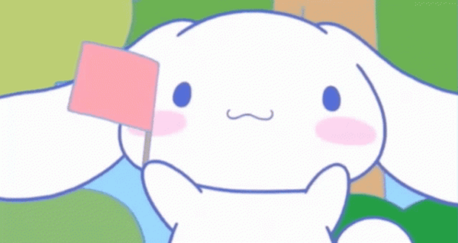 Fluffy Cinnamoroll Waving Flag  GIF