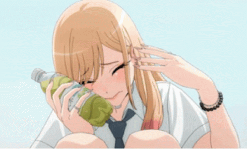 Flustered Marin Kitagawa Fanning Herself Anime GIF