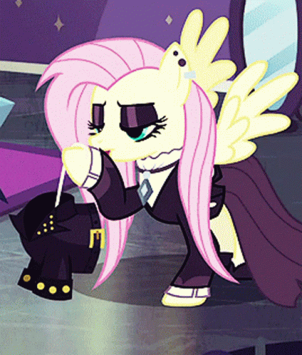 Fluttershy In Black Get Up GIF
