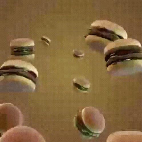 Flying Cheeseburgers GIF