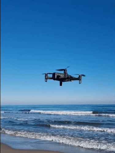 Flying Drone In Blue Sky GIF