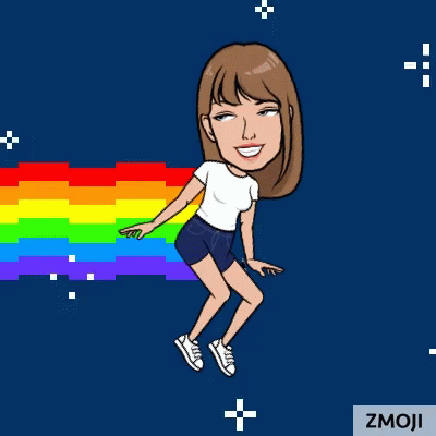 Flying Girl Over Moving Rainbow GIF