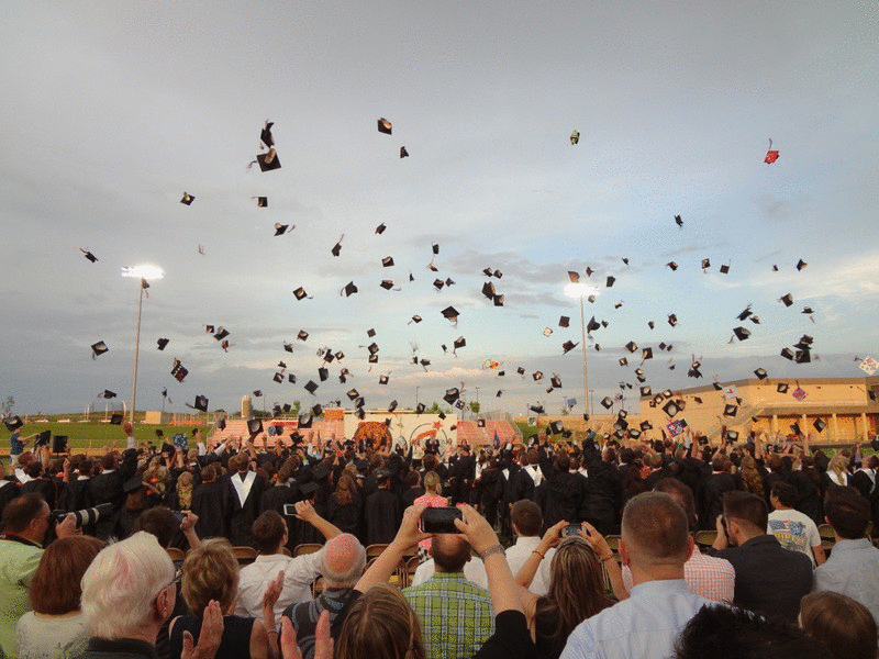 Flying Graduation Hats GIF