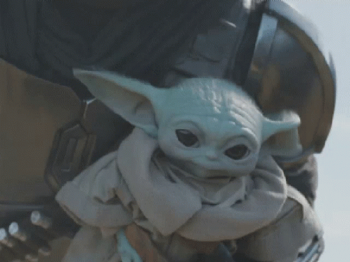 Flying Mandalorian Baby Grogu GIF
