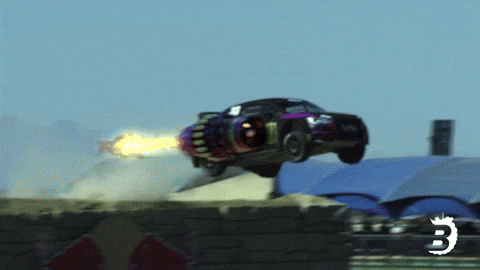 Flying Rocket Car Landing On The Ground GIF