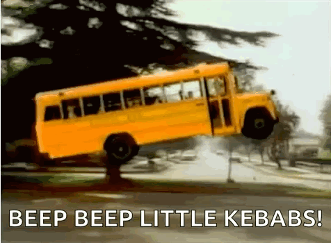 Flying School Bus Beep Beep Little Kebabs GIF