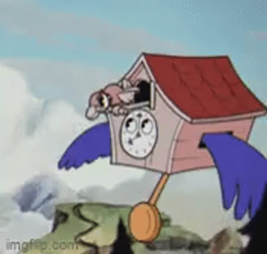 Flying Ticking Clock GIF