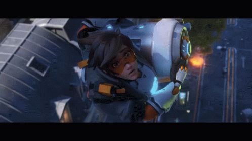 Flying Video Game Character Looking Down