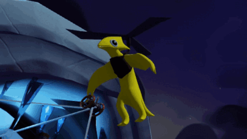 Flying Yellow Rainbow Friends GIF