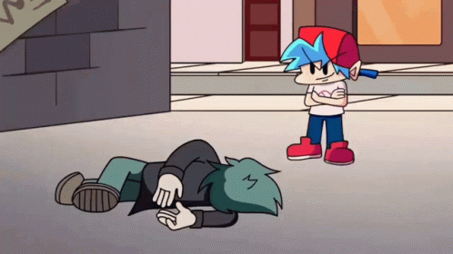 Fnf Boyfriend Dancing In Front Of Unconscious Guy GIF