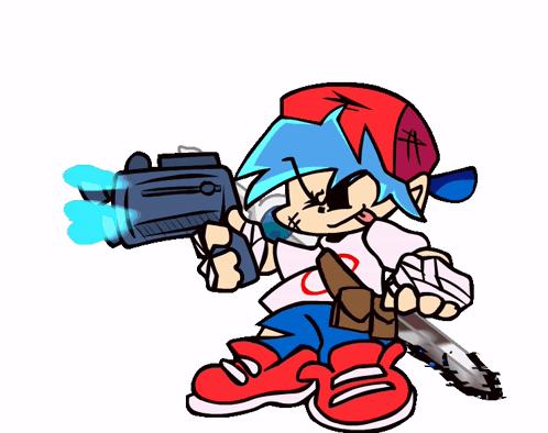 Fnf Boyfriend Holding Gun With Tongue Out GIF