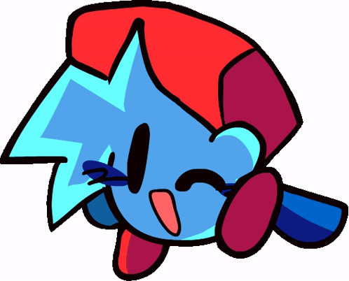 Fnf Boyfriend Kirby Blue Head Winking GIF