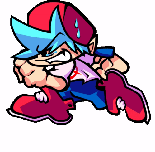 Fnf Boyfriend Running With Sweat All Over His Head GIF