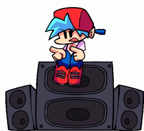 Fnf Boyfriend Standing On Top Of The Speakers GIF