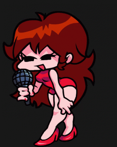 Fnf Girlfriend Posing While Holding Microphone GIF