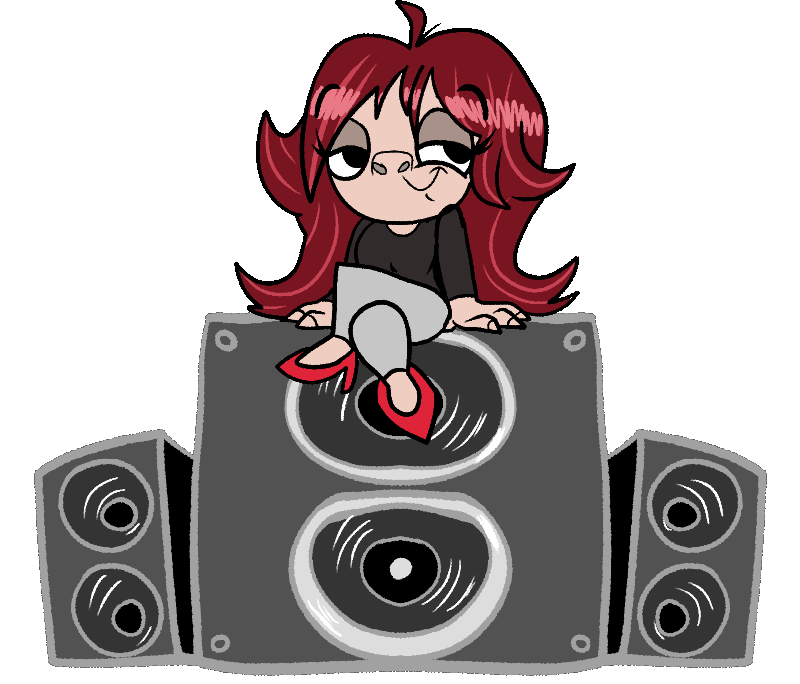 Fnf Girlfriend Sitting On Top Of Speaker GIF