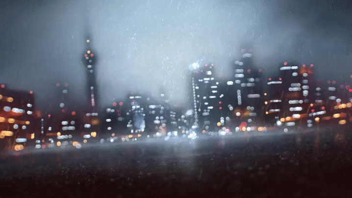 Foggy Night On City Skyline GIF