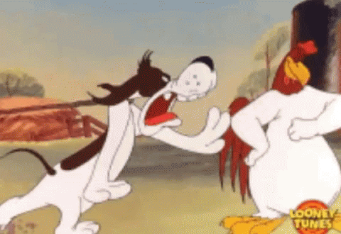 Foghorn Leghorn With Tied Up Barnyard Dawg GIF