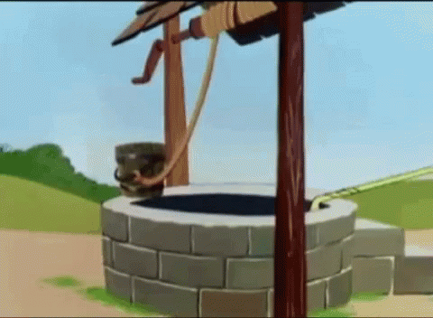 Foghorn Leghorn Looking Down Well GIF