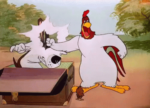 Foghorn Leghorn Hitting Barnyard Dawg On Head GIF