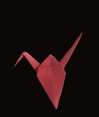 Folded Pink Paper Flapping Origami GIF