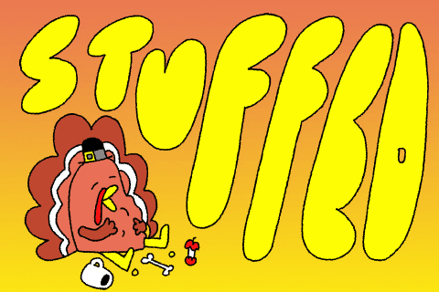 Food Coma Stuffed Turkey Moving Art GIF
