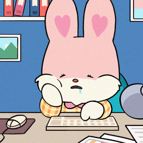 Food Coma Pink Bunny Sleepy GIF