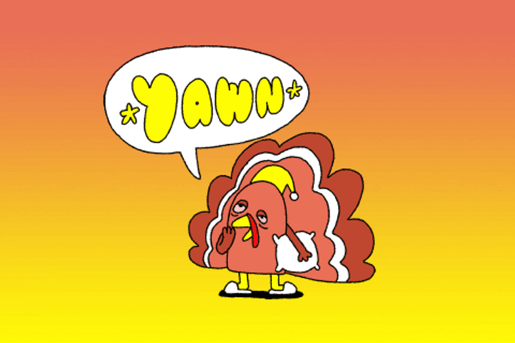Food Coma Yawning Turkey GIF
