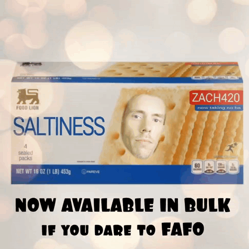Food Lion Saltiness Crackers Box with Man's Face