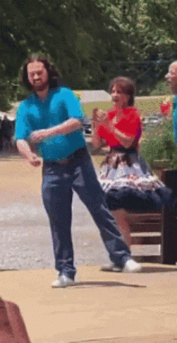 Foot Dancing Man Blue Shirt GIF