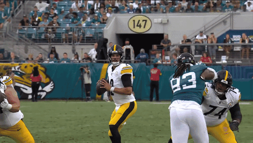 Football Game In Stadium With Number 147 GIF