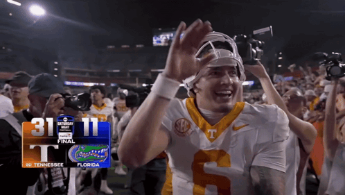 Football Player Celebrating Win Over Florida